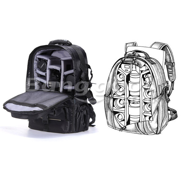 Waterproof Nylon Camera Backpack Bag With Rain Cover For Canon Nikon 47