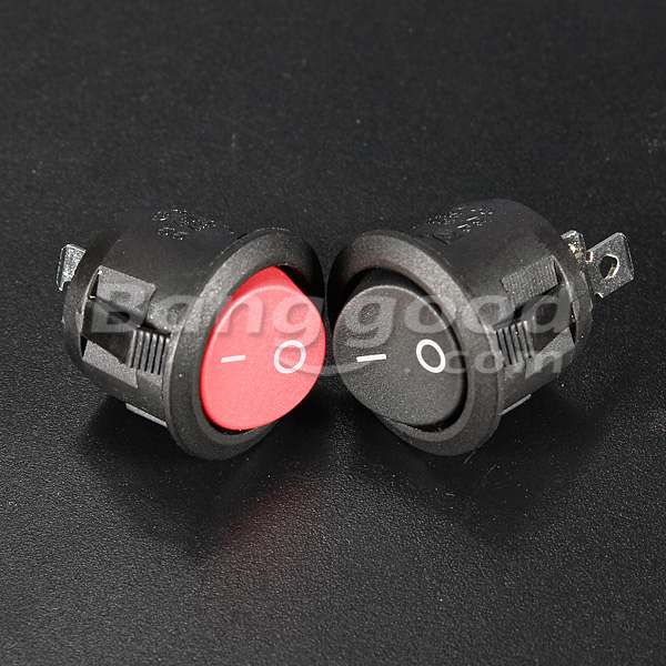 Mini Round Black 2 Pin SPST ON-OFF Rocker Switch Button 6