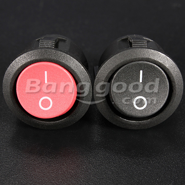 Mini Round Black 2 Pin SPST ON-OFF Rocker Switch Button 7