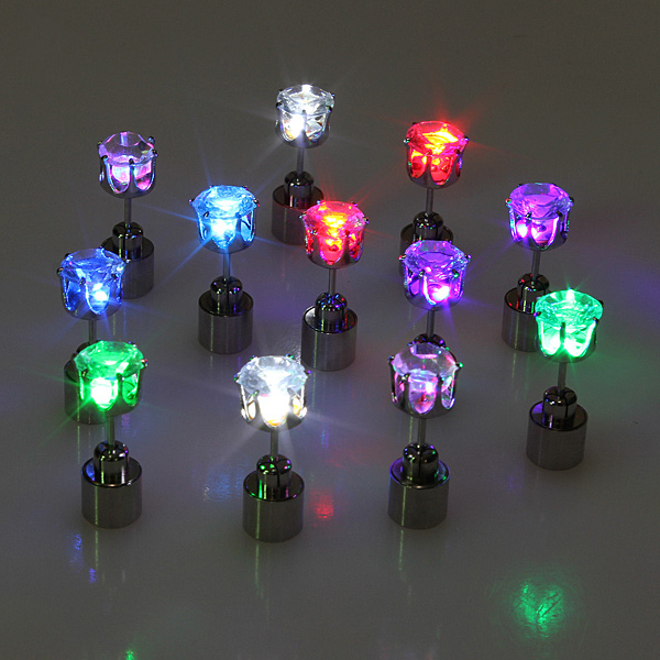 Flashing Flower Led Earrings Ear Stud for Party Christmas Accessories