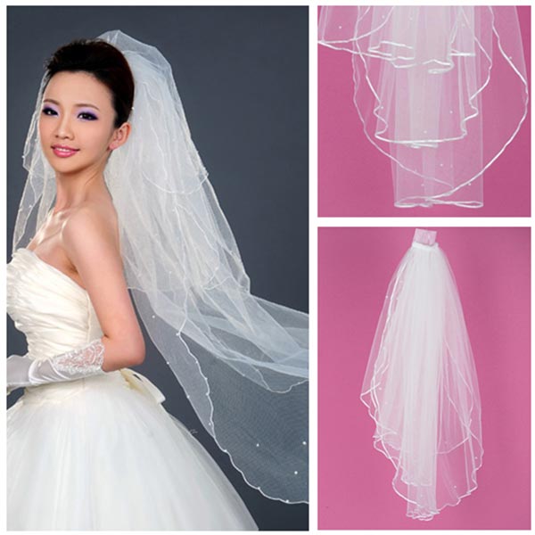 $5.01 For White Ivory 3 Tier Mantilla Beaded Wedding Bride Bridal Veil Comb by HongKong BangGood network Ltd.
