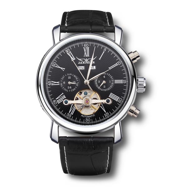 

JARAGAR Luxury Skeleton Automatic Mechanical Leather Men Wrist Watch
