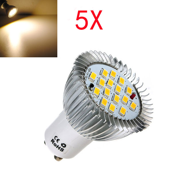 
5X GU10 6.4W 16Leds LED Spot Bulb AC185-265V