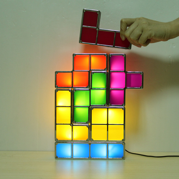 Тетрис поделки конструктивных ретро стиль игры штабелируемые LED настольная лампа