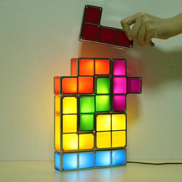 Тетрис поделки конструктивных ретро стиль игры штабелируемые LED настольная лампа