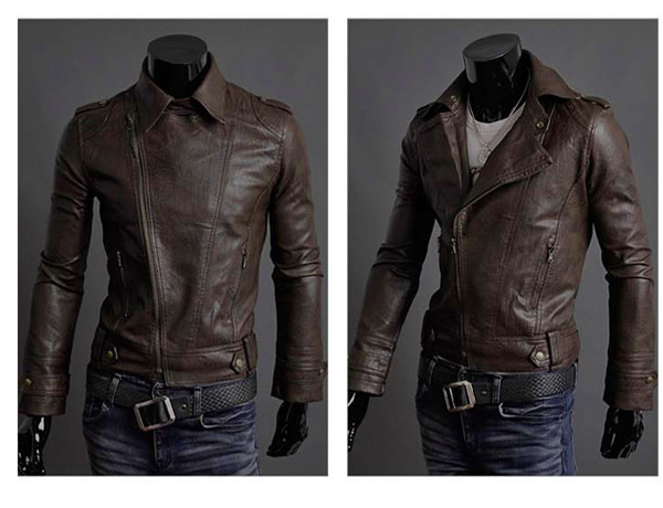 Hot New Stylish Men's Slim Fit PU Faux Leather Rider Jackets - US$29.98