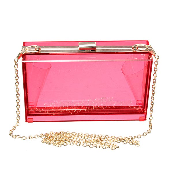 Women Transparent Acrylic Perspex Clutch Clear Purse Handbag - US$23.13