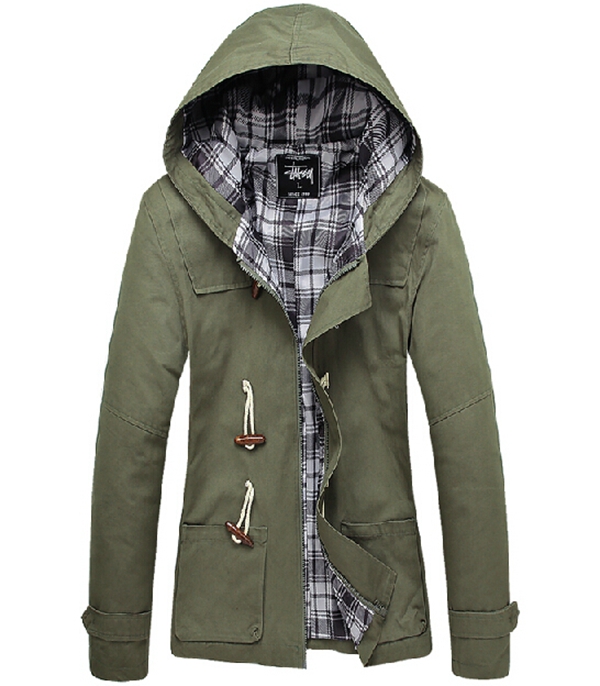 Men&39s Solid Casual Cotton Hooded Slim Fit Duffle Coat Jackets at