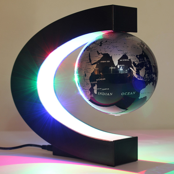 C Shape Magnetic Levitation Floating Globe World Map With LED Lights