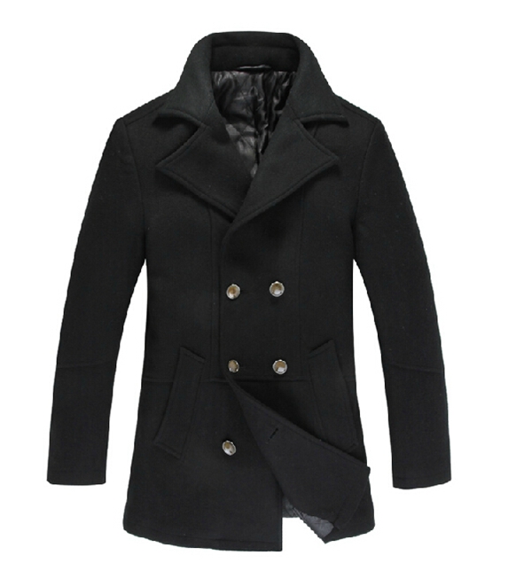 Extra 8% OFF For Mens Double Breasted Casual Wool Coat Trench Coat by HongKong BangGood network Ltd.