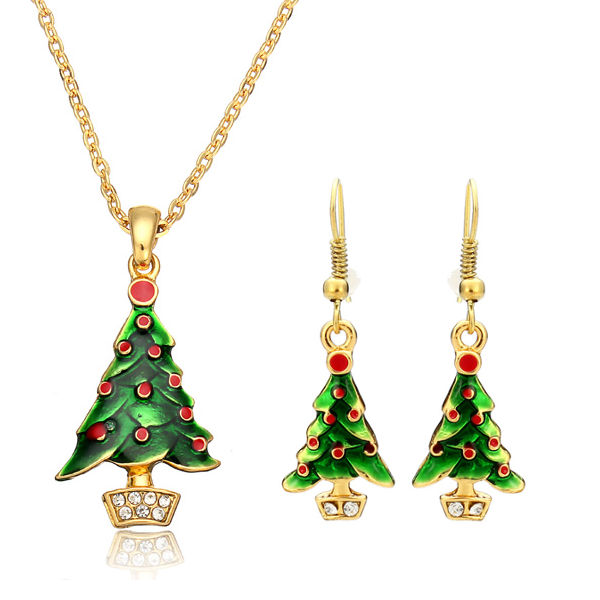 $2.31 For Christmas Tree Santa Claus Enamel Jewelry Set Necklace Earrings by HongKong BangGood network Ltd.