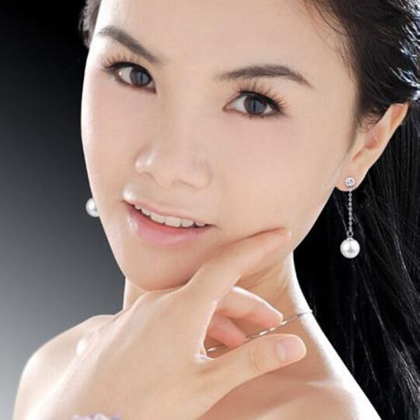 $1.28 For Crystal Pearl Long Chain Pendant Ear Stud Earrings by HongKong BangGood network Ltd.