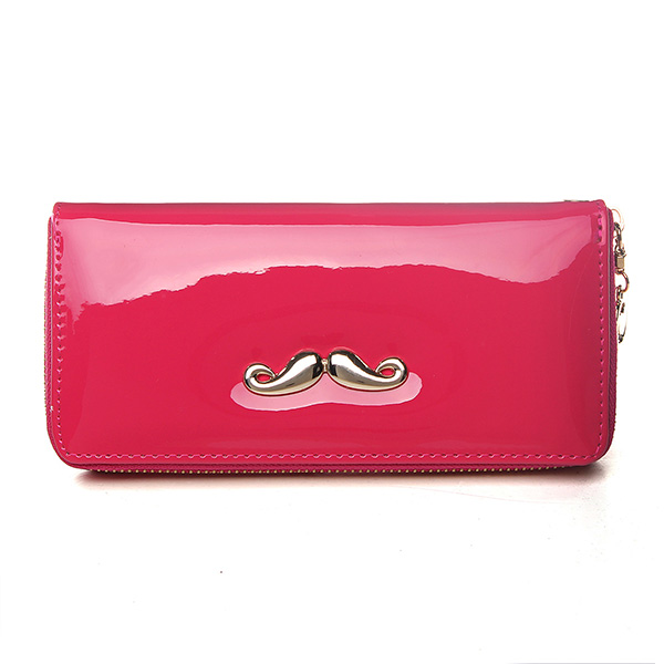 Extra 7% OFF Women Moustache Leather Long Wallet Zipper Clutch Purse by HongKong BangGood network Ltd.