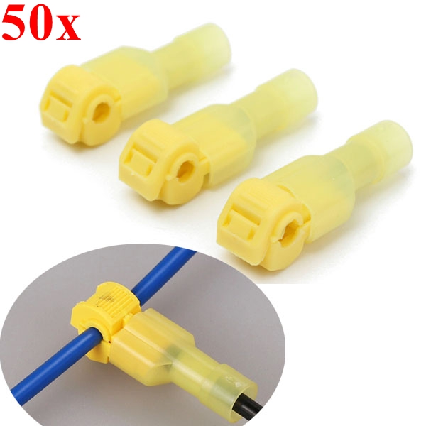 50pcs Yellow Quick Splice Wire Terminal Connector Set