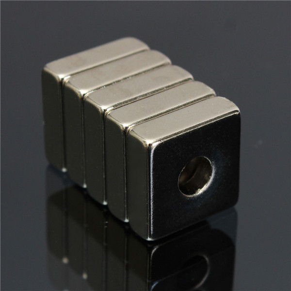 

5pcs 15x15x5mm N52 Strong Block Cuboid Magnet Rare Earth Neodymium Magnet With 5mm Hole