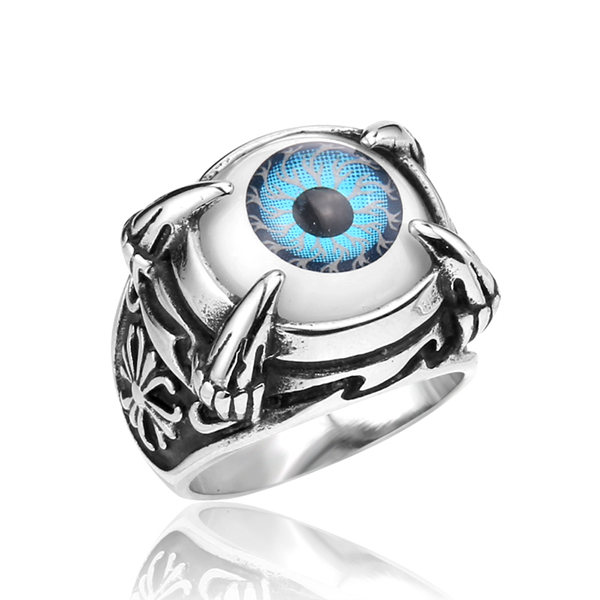 Punk Stainless Steel Dragon Claw Evil Eye Ring