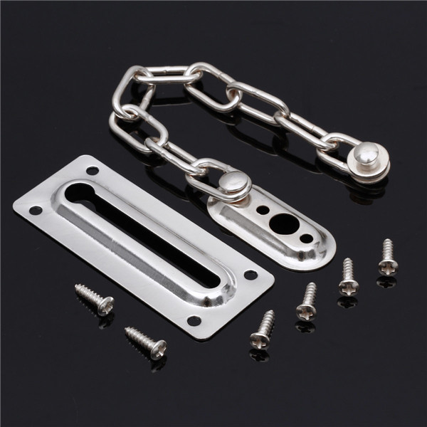 Satin Chrome Finish Chain Door Guard Security Lock Cabinet Latches With Screws