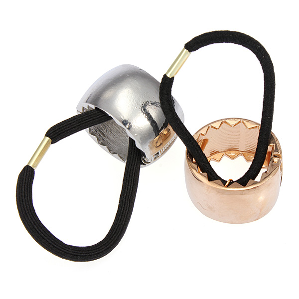 Stylish Punk Metal Hair Cuff Band Ponytail Holder with Gear