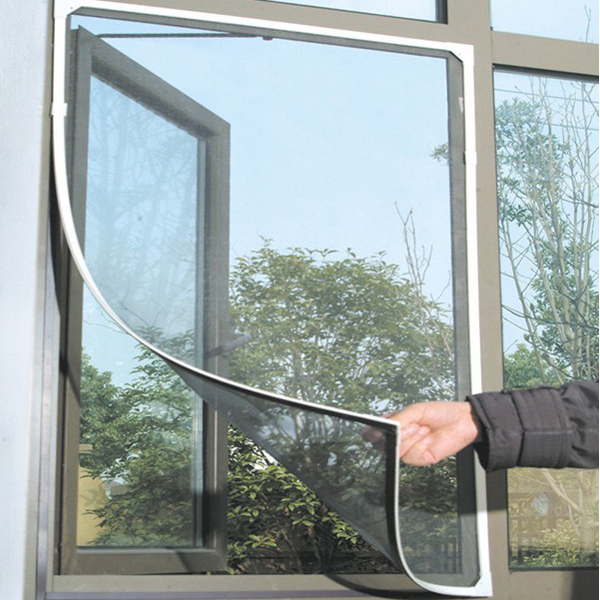 White Insect Mosquito Door Window Mesh Screen Sticky Velcro Tape Net