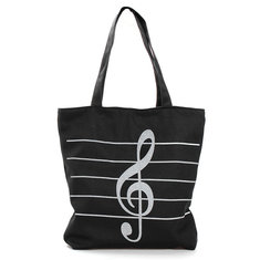 Women Canvas Musical Shopping Bags Tote Girls Portable Shoulder Bags Handbags