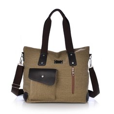 Women Canvas Bags Ladies Casual Shoulder Bags Multi Pockets Crossbody Bag