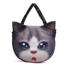 Women Cute Cat Down Bags Space Cotton Warm Tote Shoulder Bags
