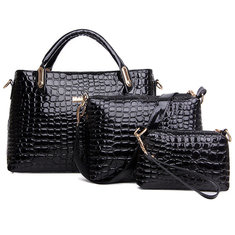 Women Crocodile Handbags Ladies Crossbody Bags Clutches 3Pcs