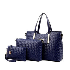 Women's Embossed Handbag Shoulder Bag Set For Ladies Purse Wallet Three Pieces