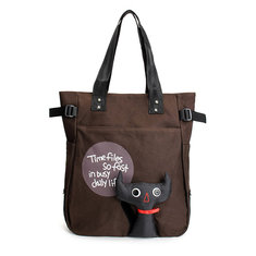 Women Cute Cartoon Cat Canvas Totes Girls Casual Handbags Shoulder Bags