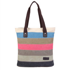  Women Patchwork Canvas Handbag Hit Color Messenger Bag Tote Shoulder Bag