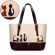 Women Cat Handbags Casual Animal Pattern Tote Rabbit Shoulder Bags