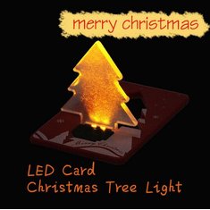 Folding Card Lamp Cute LED Light Christmas Tree Pocket Bulb Wallet Card Gift Greeting Cards