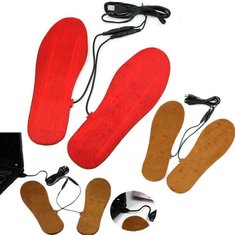 1 Pair USB Electric Powered Heated Insoles Keep Feet Warm Pad Free Size