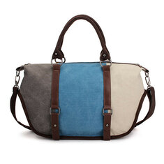 Women Casual Canvas Handbag Shoulder Bag Contrast Color Crossbody Bag