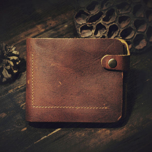 Men Retro Genuine Leather Short Wallet