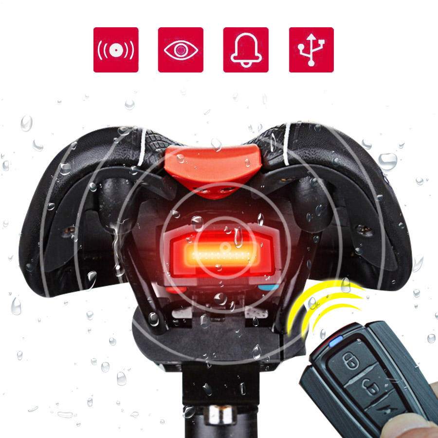3 in 1 Bicycle Wireless Rear Light Cycling Remote Control Alarm Lock 
