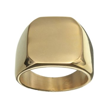 Gold Square Polished Stainless Steel Ring For Men