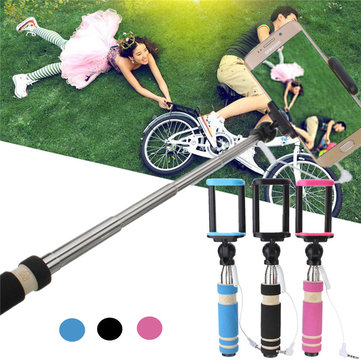 Mini Universale Folding Extendable Telescopic Monopod Selfie Stick Wired For iPhone Samsung