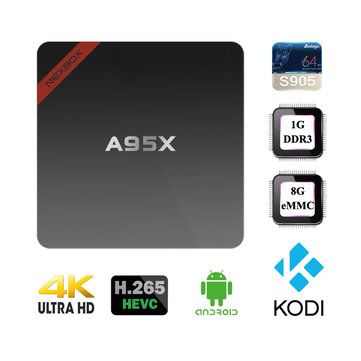 NEXBOX A95X Amlogic S905 1GB\/8GB 4K TV Box 1G DDR3 RAM 8G eMMC Flash ROM 64bit 4Kx2K Android 5.1 OS H.265 HEVC WiFi 2.4G Dolby DTS Android Mini PC