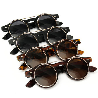Unisex Men Women Vintage Steampunk Round Lens Sunglasses Cyber Goggles Retro Glasses