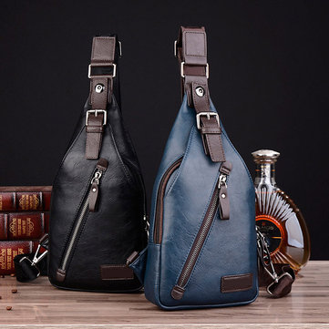 Men PU Crossbody Bag Capacity Leisure Shoulder Bag