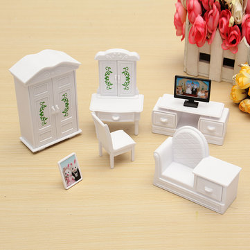 Living Bedroom Dining Table Dollhouse Miniatures Furniture Set