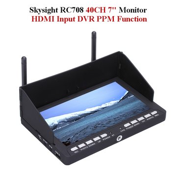 Skysight RC708 5.8G 40CH Diversity Rx 7 Inch Monitor HDMI Input DVR Ppm Support Fatshark ImmersionRC