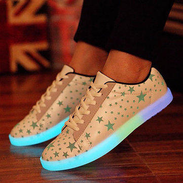 Unisex Night Light Up Sneakers Hip-Hop Dancer Couple Shoes Lace Up Casual luminous Shoes
