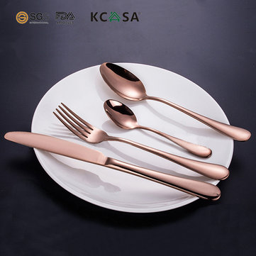 Stainless Steel Rosy Gold Dinnerware Cutlery Fork Knife & Spoons