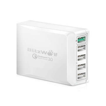 BlitzWolf® QC3.0 40W Smart 5-Ports High Speed Desktop USB Charger Adapter