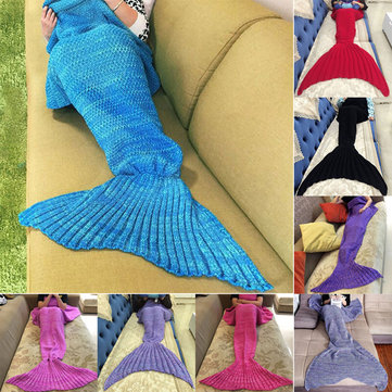 180x90cm Knitting Mermaid Tail Blanket Home Office Crylic Fibers Warm Soft Sleep Bag
