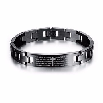 Cross Bilble Black Titanium Men Magnet Bracelet