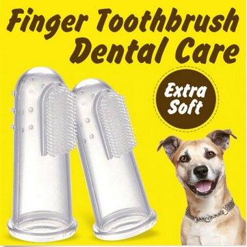 3PCS Soft Pet Finger Toothbrush  Dog Cat Cleaning Supplies