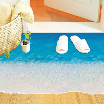 3D Sea Beach Floor Stickers DIY Removable Sandbeach Wall Decal Home Room Living Room Decor